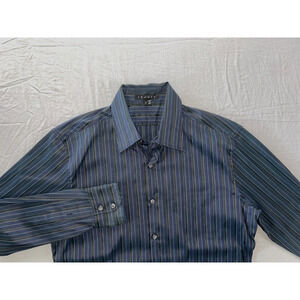 Theory 'Klaus' Ling Sleeve Button Front Sport Shirt. Black/Silver Stripe, M. EUC
